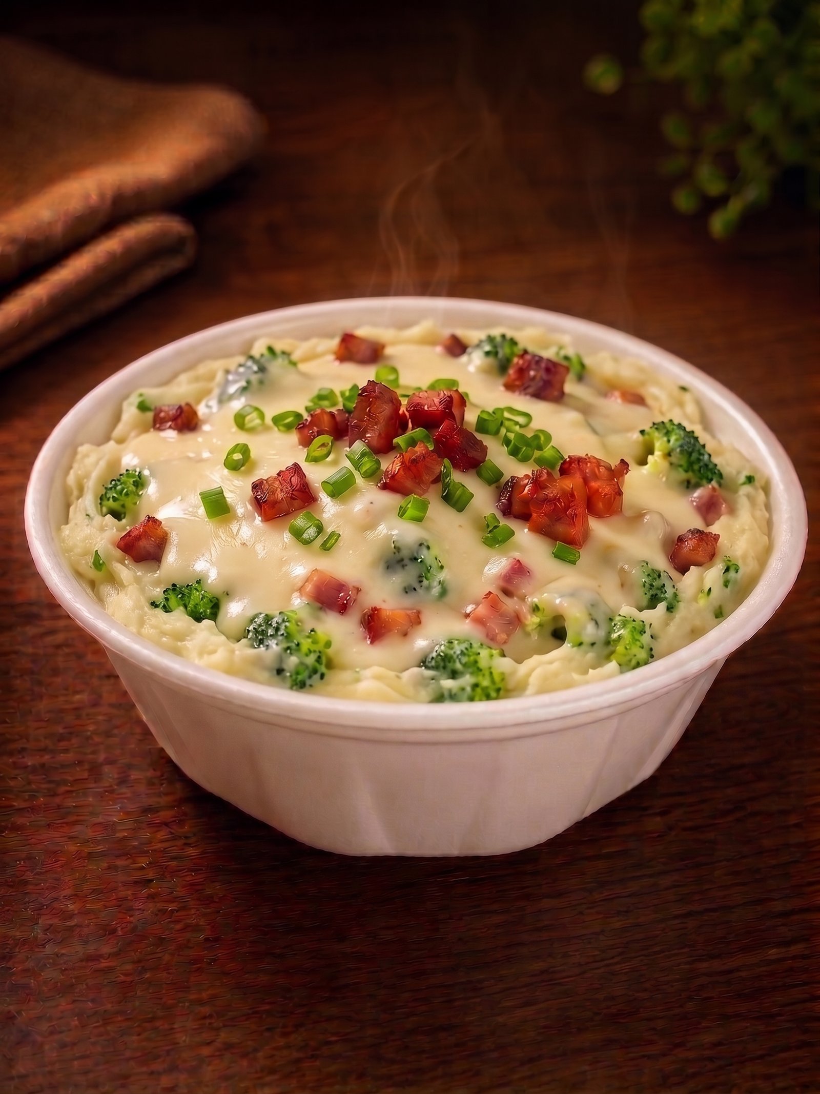 Pote Batatudo de Brócolis com Molho Branco e Bacon